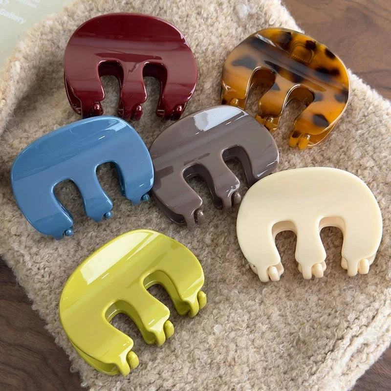 Solid Color Grab Clip Headbands Womens Retro Texture Acetate Girl Elegant Hair Claw Shark Clips Lady Barrettes Headdress