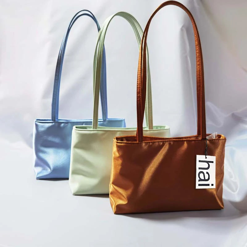 Luxury Shoulder Bags Silk Women's Handbag Square Underarm Bag Ins Famous Brand Commuter Bag Contrasting Color Macaron Totes