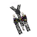 Elastic Suspenders Musical Bowtie Set Braces Men Women Piano Music Note Adjustable Braces For Wedding Y-Back Shirt Accessories