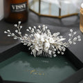 Silver Color Flower Hair Comb Wedding Hair Jewelry Fashion Pearl Rhinestone Hair Clip Bridal Party Tiaras Luxury Side Barrettes