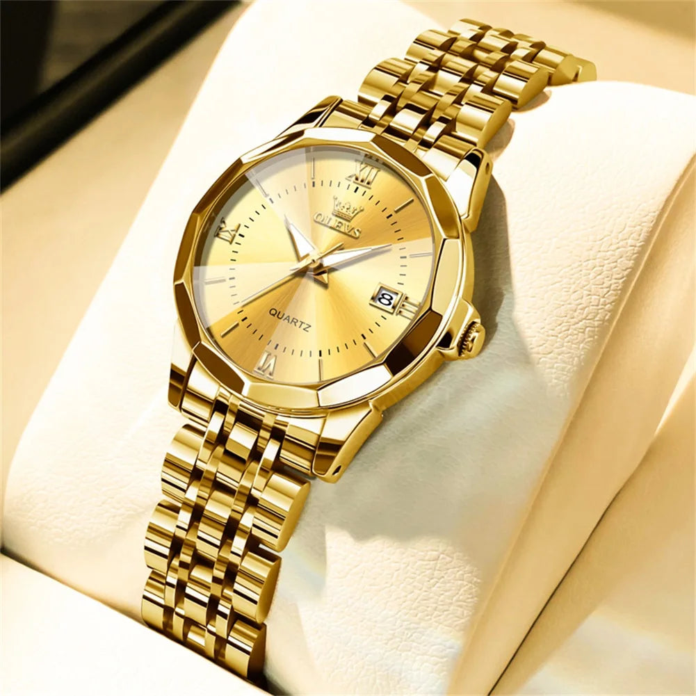OLEVS 9931 Elegant Fashion Women's Watches Luxury Brand Original Quartz Watch for Ladies Waterproof Stainless Steel Luminous Dat