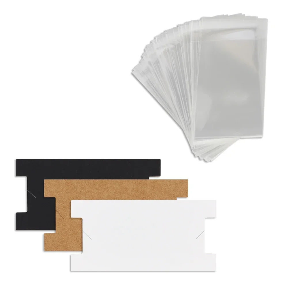 50pcs 10x5cm White Black Craft Paper Anklet Cardboard Bracelet Display Holder DIY Jewelry Packing Card Small Business Packages