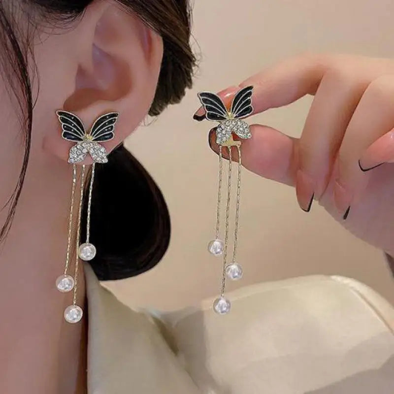 Green Crystal Butterfly Earrings