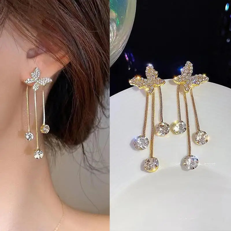 Green Crystal Butterfly Earrings