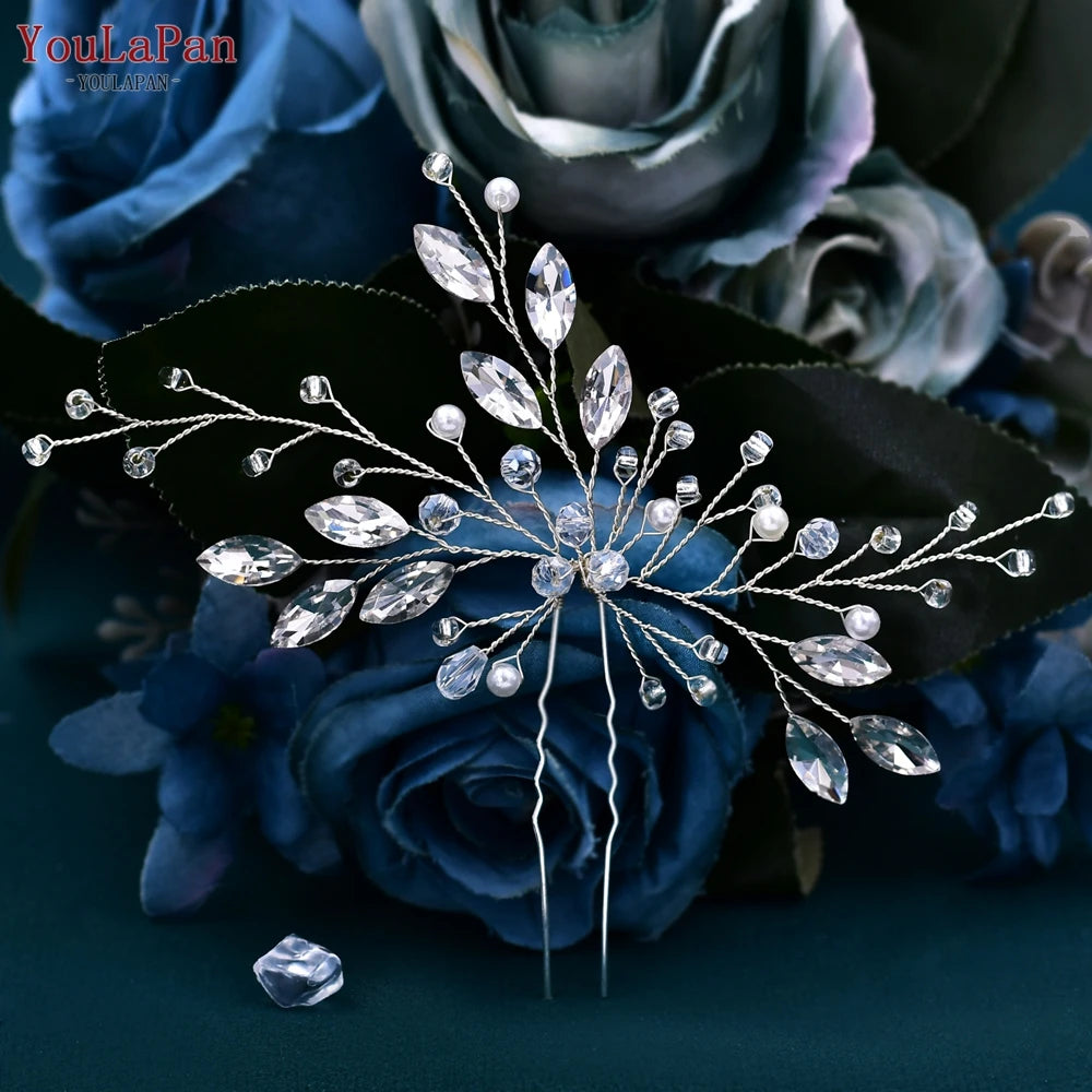 YouLaPan Crystal Hair Pin for Woman Bridal Girl Hairpin Wedding Hair Accessories Bride Hair Clip Bridesmaid Headdresses HP103-1