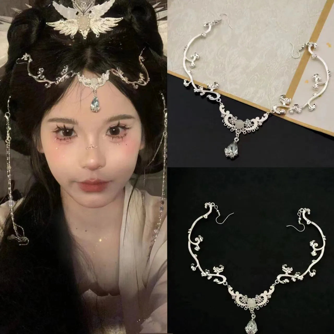 Rhinestone Fringed Forehead Chain Shiny Crystal Fairy Headdress Bridal Romantic Oriental Wedding Hair Accessories Jewelry Gifts