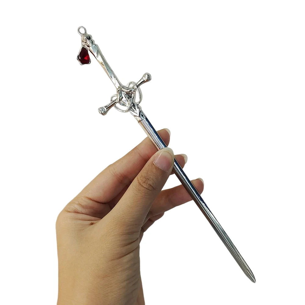 Chinese Sword Hair Stick with Pendant Crystal Chopsticks Style Hairpins Jewelry for Women Ponytail Holder Hair Accessories