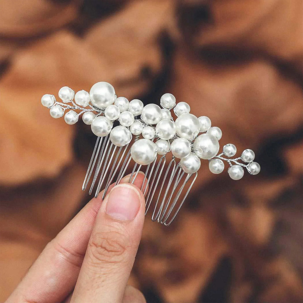 Freshwater Pearls Hair Combs Wedding Bridal Jewelry Hair Accessories Hair Clip Silver Color Headpiece Pearl Comb for Women Jewel