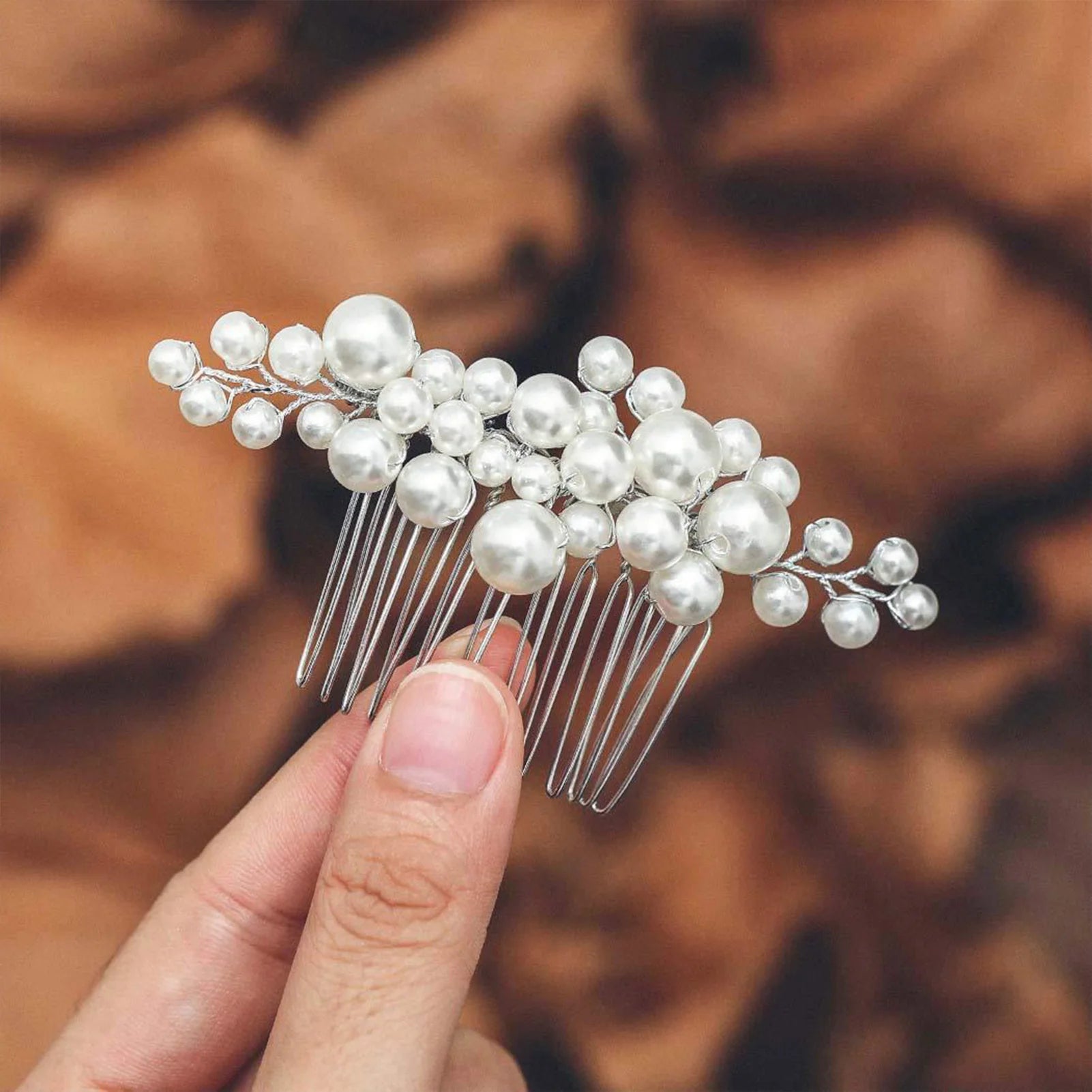 Freshwater Pearls Hair Combs Wedding Bridal Jewelry Hair Accessories Hair Clip Silver Color Headpiece Pearl Comb for Women Jewel