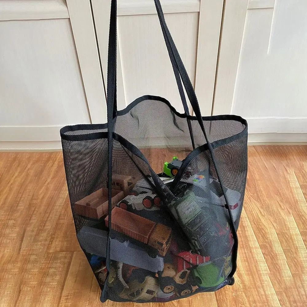New Fashion INS Style Mesh Shoulder Bag Transparent Lightweight Handbag Large Capacity Portable Beach Mesh Shopping Bag