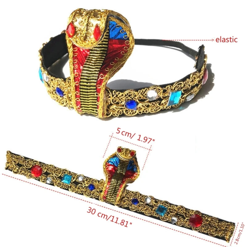 652F Cleopatra Snake Shape Egyptian Headband Punk Hairband Carnivals Hair Decors