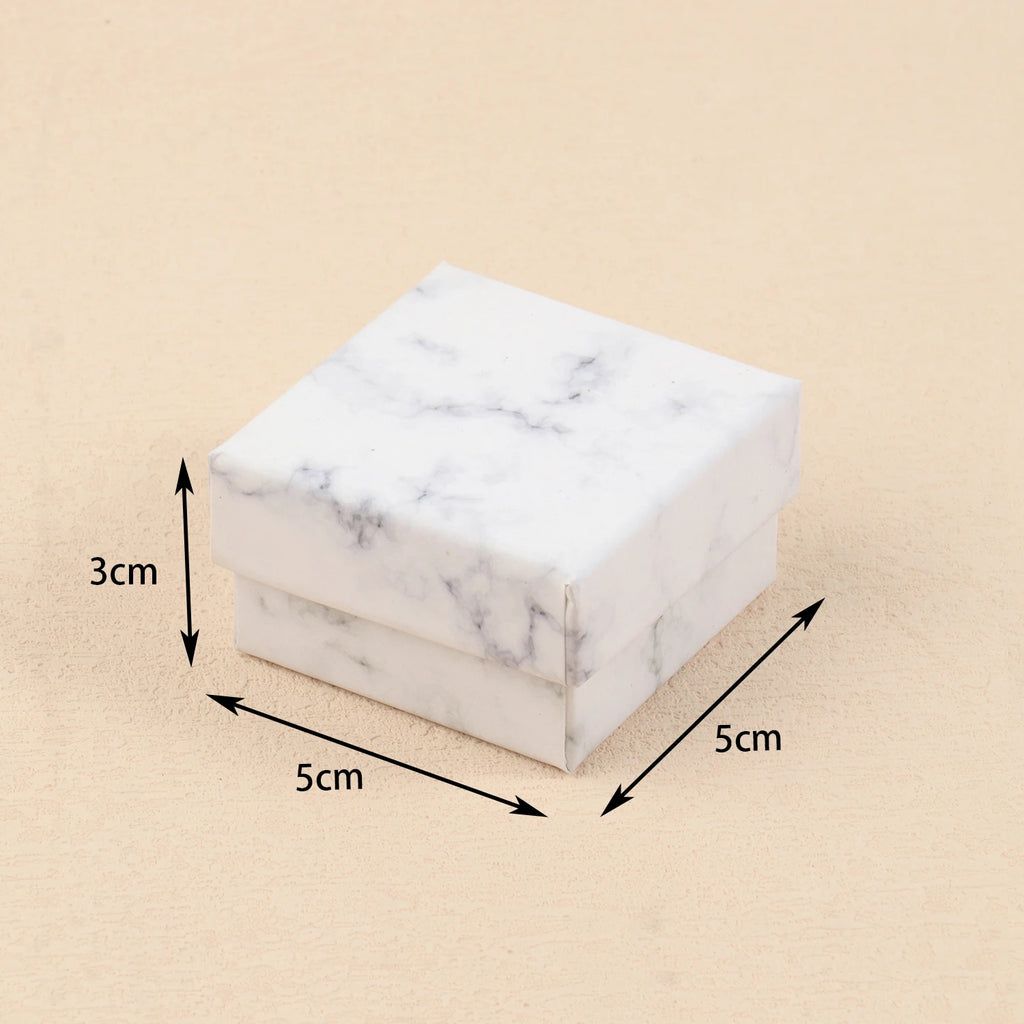 1Pcs Square White Marble Color Cardboard Jewelry Box Necklace Bracelet Earrings Ring Display Gift Box Sponge Protection