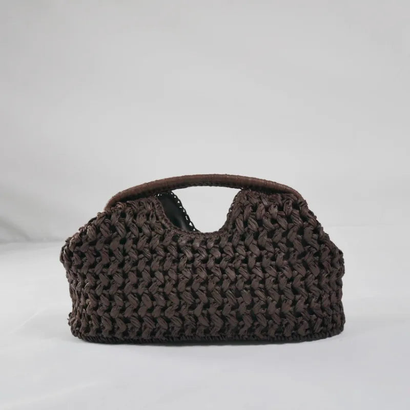 Elegant Ladies Chain Woven Handbag Straw Shoulder Bag Fashionable Raffia Crossbody Beach Bag Summer New Versatile Women's Bag
