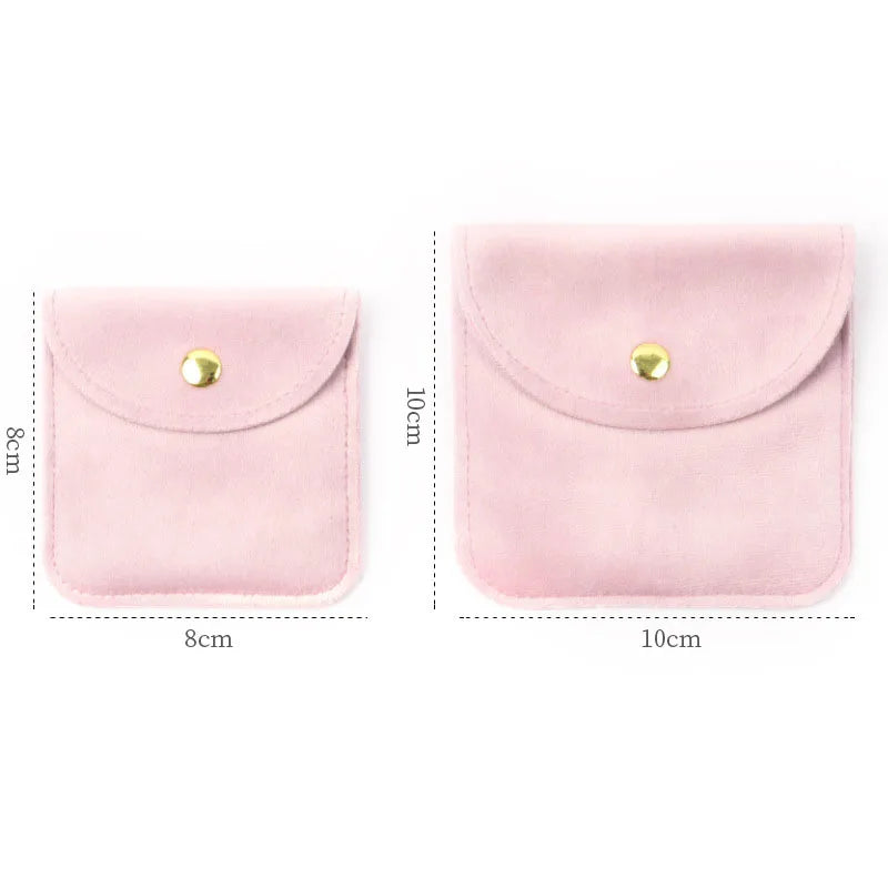 Small Velvet Jewelry Pouch with Snap Button Soft Microfiber Jewelry Packaging Bag Mini Earring Ring Necklace Organizer Storage