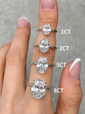 ROUSLY 925 Sterling Silve Shiny 1-8CT Zircon Oval Stone Ring For Women Engagement Wedding Luxury High Quality Fine Jewelry