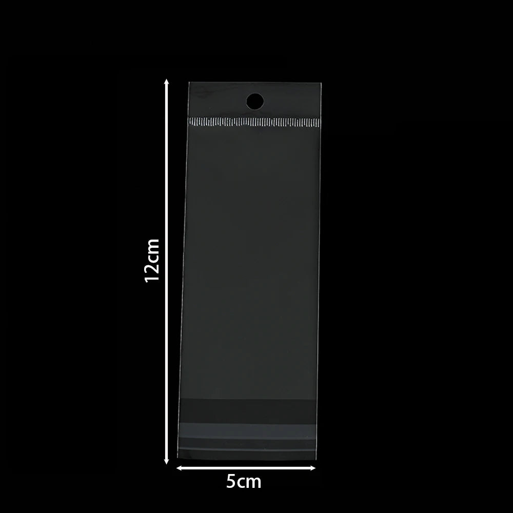 100pcs OPP Transparent Plastic Package Hanging Bag Self Adhesive Seal Gift Bag for Jewelry Display Retail Package Storage Bags