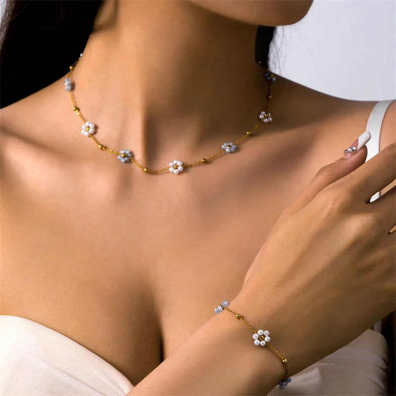 LUXUKISSKIDS Fashion Cubic Love Heart Minimalist Jewelry Set Necklace Earrings Bracelets Stainless Steel Women Party Accessories