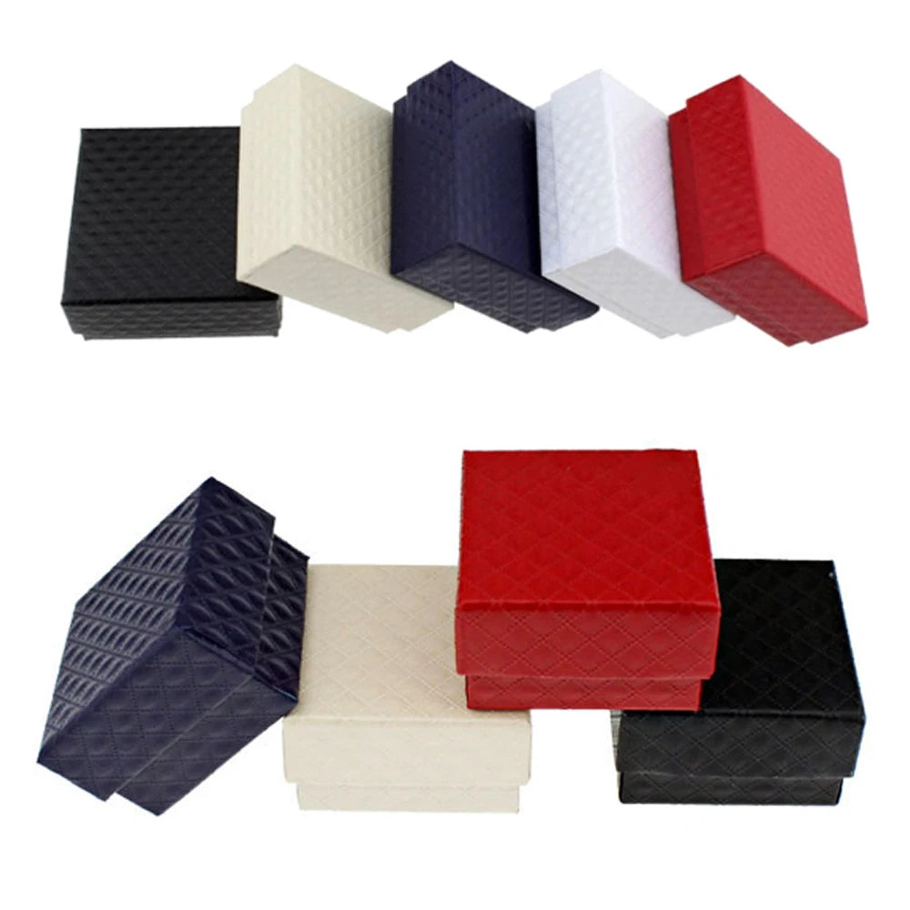 5Pcs 5x5x3cm Jewelry Gift Box Ring Earring Organizer Display Stud Packaging Travel Accessories Black Sponge Case Wedding Favors