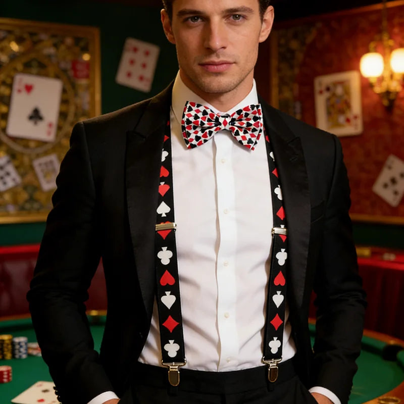 3.5cm Brace Tie Set Women Men Suspender For Trousers Pants Holder Bow Tie Cravat Set Y-Shape Poker Office Casual Gallus Gift