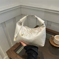 Designer Luxury Bags Woman Sweet Embroidery Shoulder Bag Nylon Texture Pearl Pendant Crossbody Handbag Bucket Handbag Women Girl