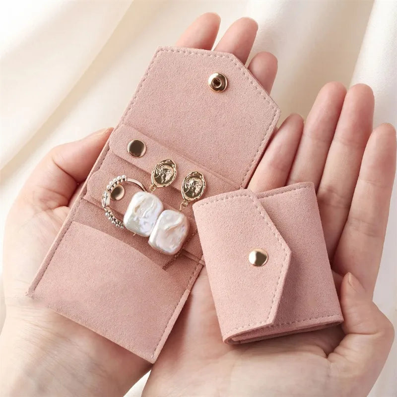 Cute Small Microfiber Leather Jewelry Storage Bags 6*5cm Stud Earring Ring Charm Necklace Organizer Promotional Gifts Pouches