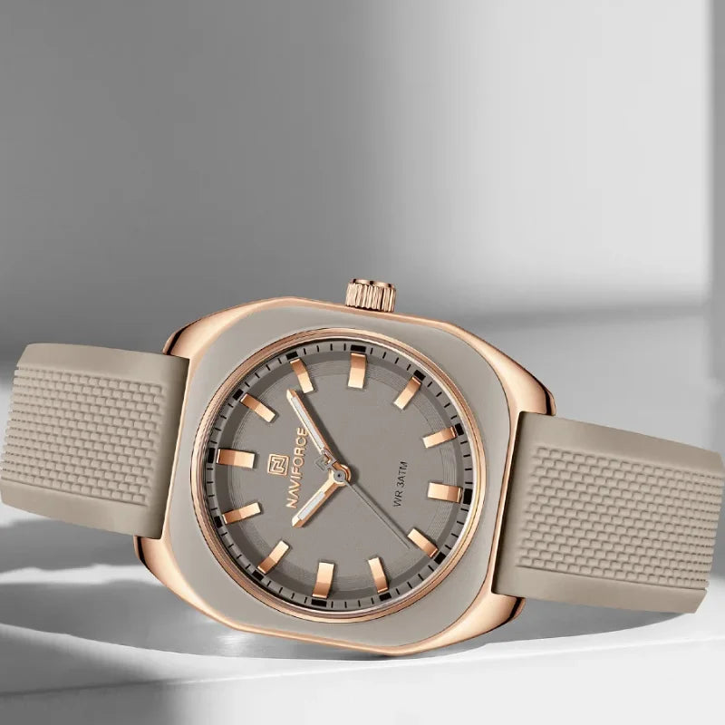NAVIFORCE Fashion Women's Casual Elegant Simple Polygon Quartz Silicone Watch Gift for Women Wristwatch Casual Relogio Feminino