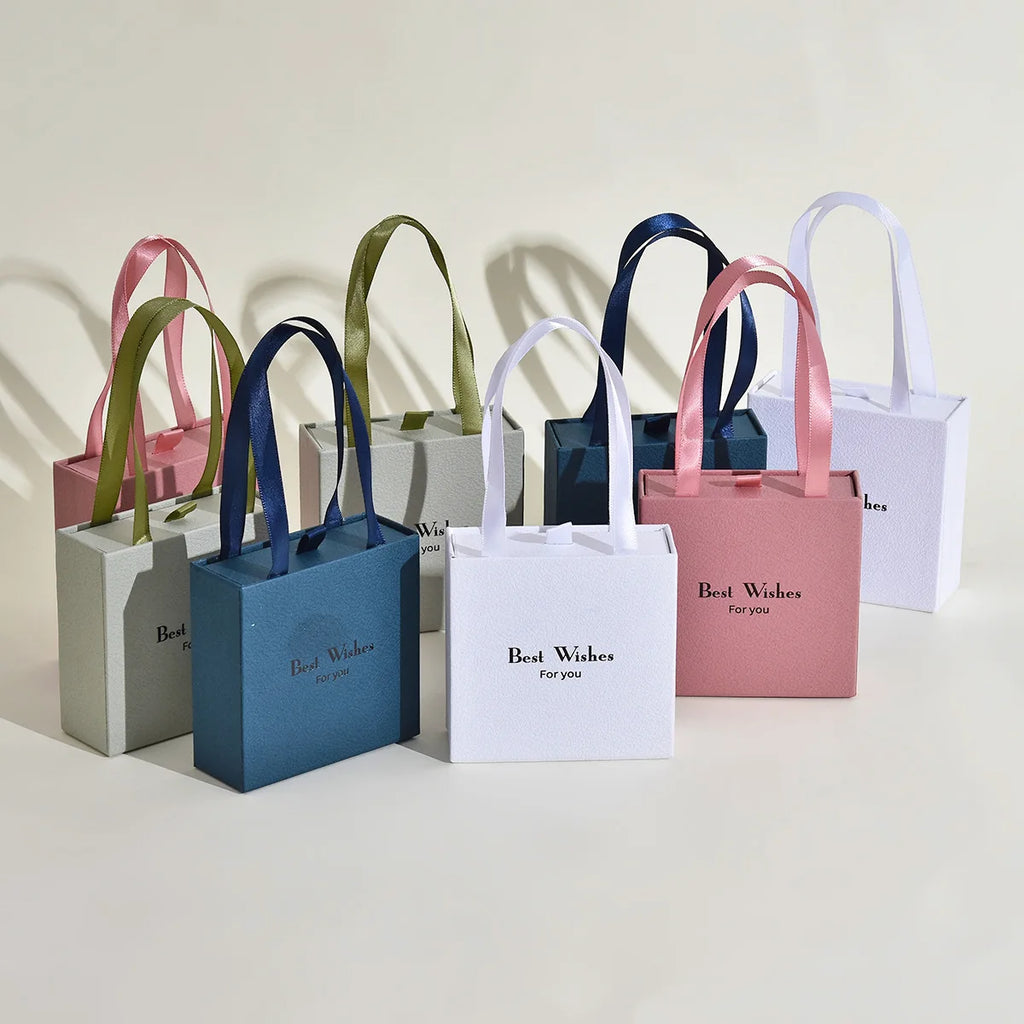 Handheld Jewelry Box Paper Pull-Out Drawer Jewelry Case Travel  Portable Ring Earrings Necklace Gifts Packageing Storage Boxes