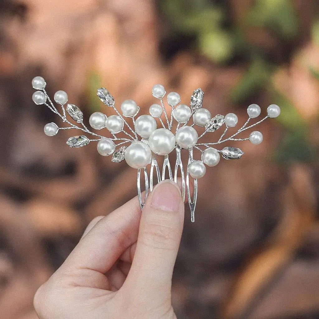 Wedding Alloy Pearl Hair Comb Jewelry Girls Handmade Hairpin Hair Comb Bridal Tiaras Wedding Hair Accessory Jewelry Gift