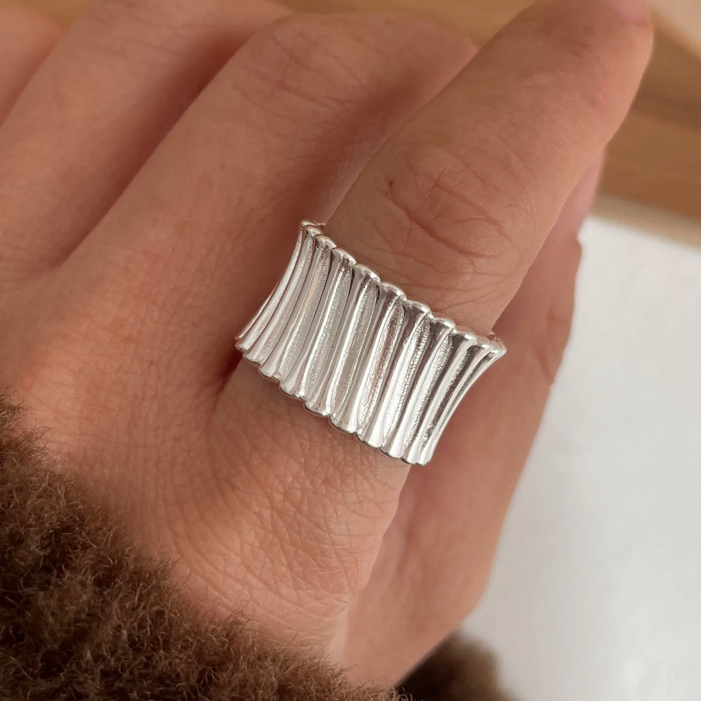 925 Sterling Silver Rings for Women Couple Minimalist Handmade Simple Wide Interware Ring Party Jewelry Gift Prevent Allergy