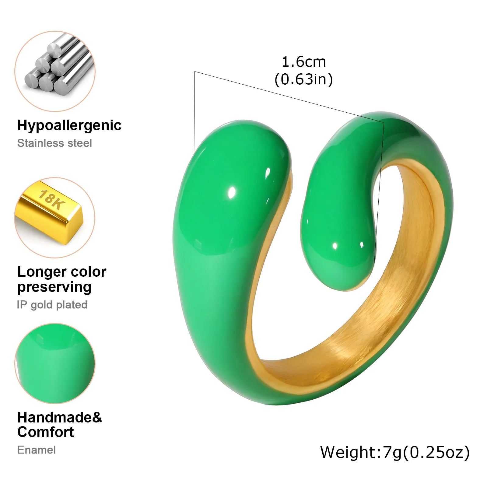 Chunky Open Twist Stackable Rings for Women, Blue Geometric Bold Enamel Crossover Statement Ring Band Waterproof