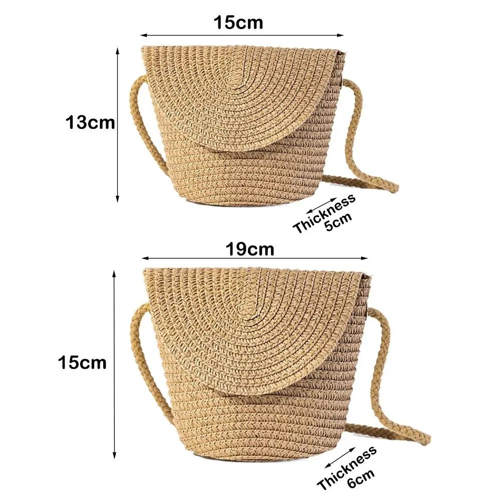 Handwoven Shell Shape Straw Shoulder Bag Crossbody Bag Kid Summer Beach Straw Bag Envelope Wallet for Wowen Girls