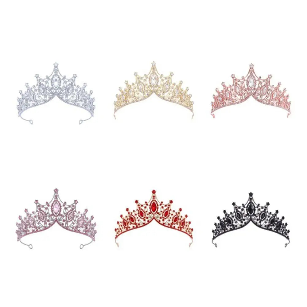 Metal Baroque Crown Temperament Hair Ornaments Shiny Princess Tiara Headwear Bridal Hair Tiara Rhinestone Crown Bridal