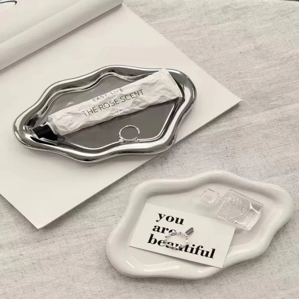 Light Luxury PVC Plastic Jewelry Tray Mini Cloud Shape Storage Plate Jewelry Display Plate Watches/Keys Storage