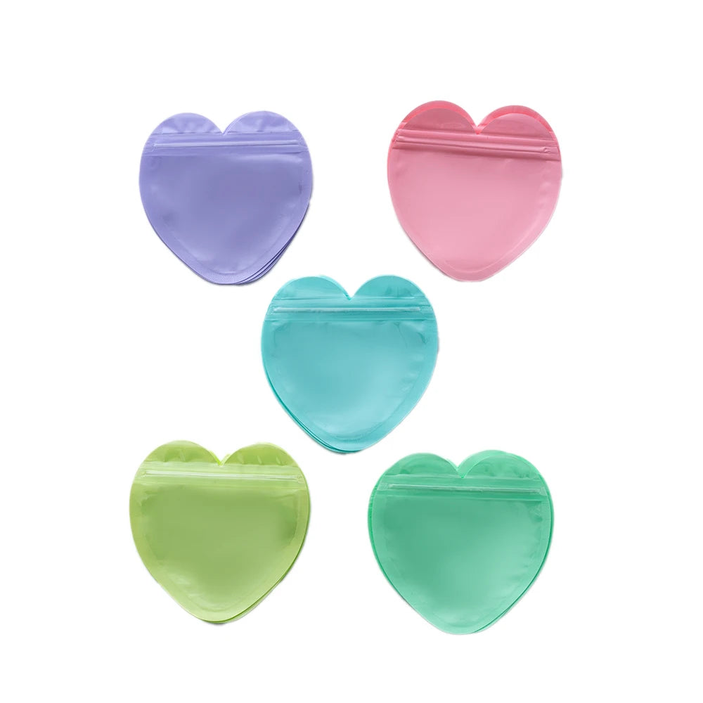 50pcs Heart Candy Plastic Bag For Wedding Birthday Party DIY Display Necklace Bracelet Gifts Packaging Pouch Small Businesses
