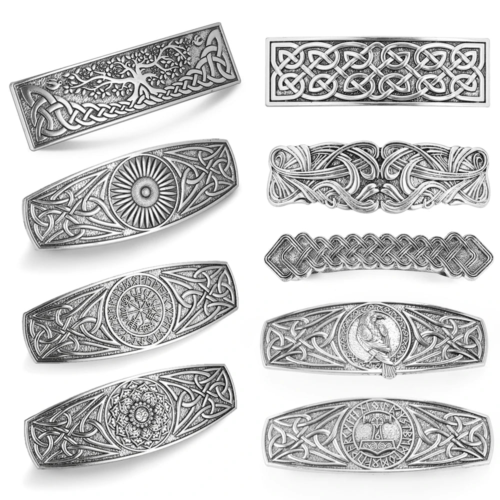 Dawapara Vintage Celtics Knot Hair Barrettes Retro Totem Tree of Life Raven Protection Amulet Hairpin Hair Accessories