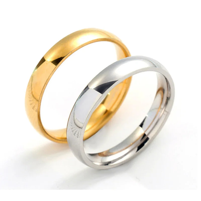 Classic 4mm Curved Stainless Steel Couple Ring Charm Men Women Titanium Steel Rings Best Party Gift Jewelry