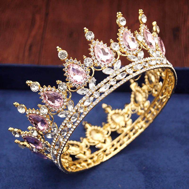 Vintage Royal Queen King Tiaras and Crowns for Women Princess Prom Wedding Tiaras Full Round Diadem Bridal Hair Accessories