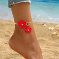 Fashion Cherry Blossom Charm Anklets for Women Summer Beach Accessories Gold Color Chain Anklet Leg Bracelets Wedding Gift