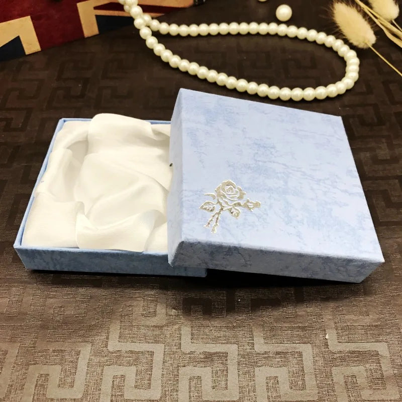 New Square Jewelry Packaging Case Flower Print Bracelet Display Box Necklace Cardboard Gift Box Jewelry Organizer Cases 9x9x3cm