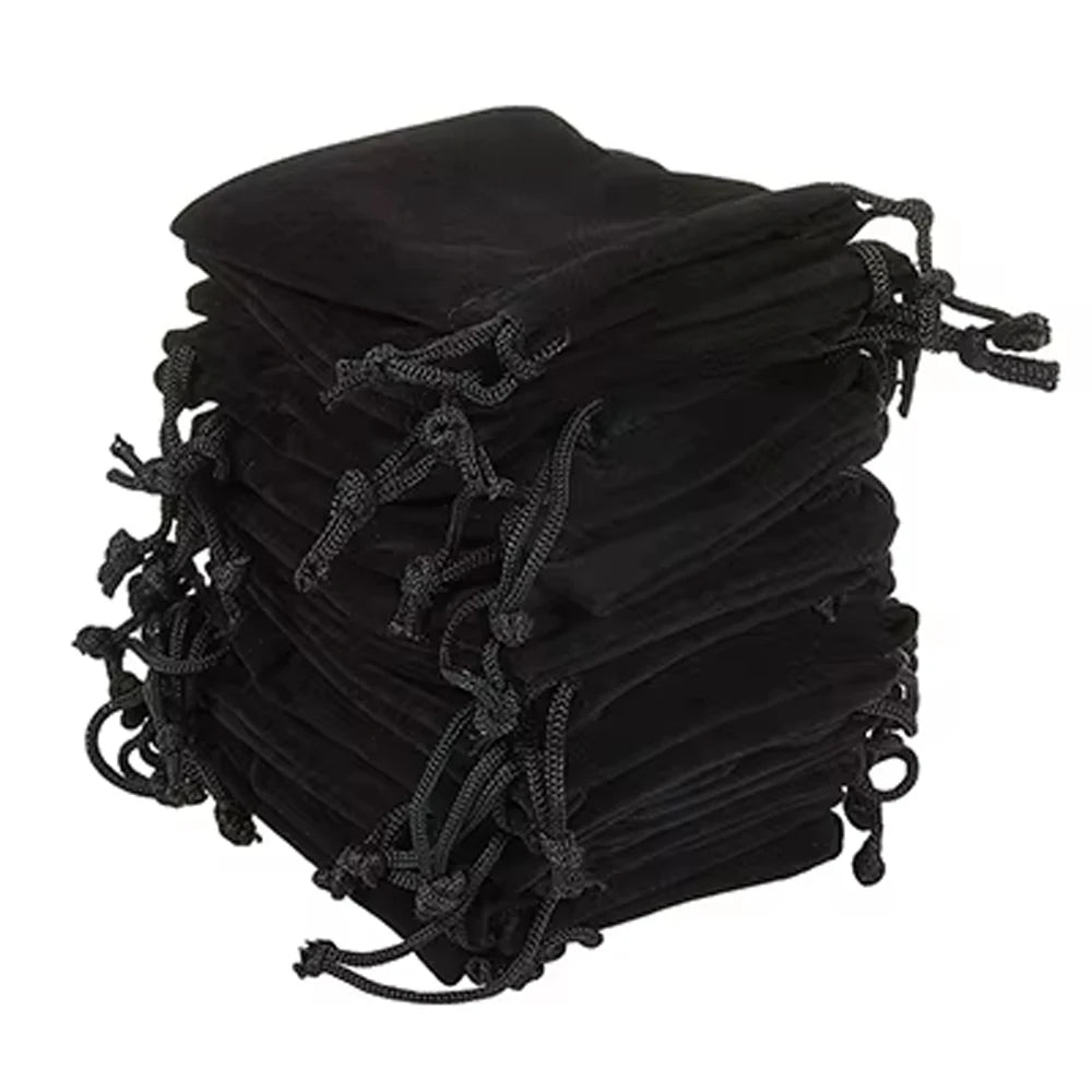 100Pcs Jewelry Drawstring Velvet Bag Soft Suede Pouch 5x7cm 7x9cm 9x12cm Small Gift Packaging Pocket For Rings Earrings Bracelet