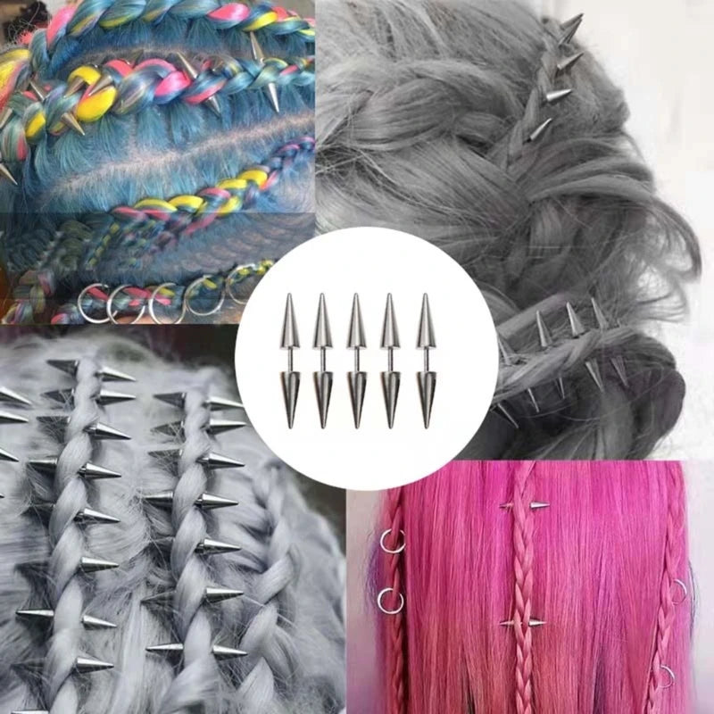 10PCS Hairpins Hair Accessories For Women Dreadlocks Cone Hair Decoration Clip For Braid Africa Stainless Steel Body Jewelry