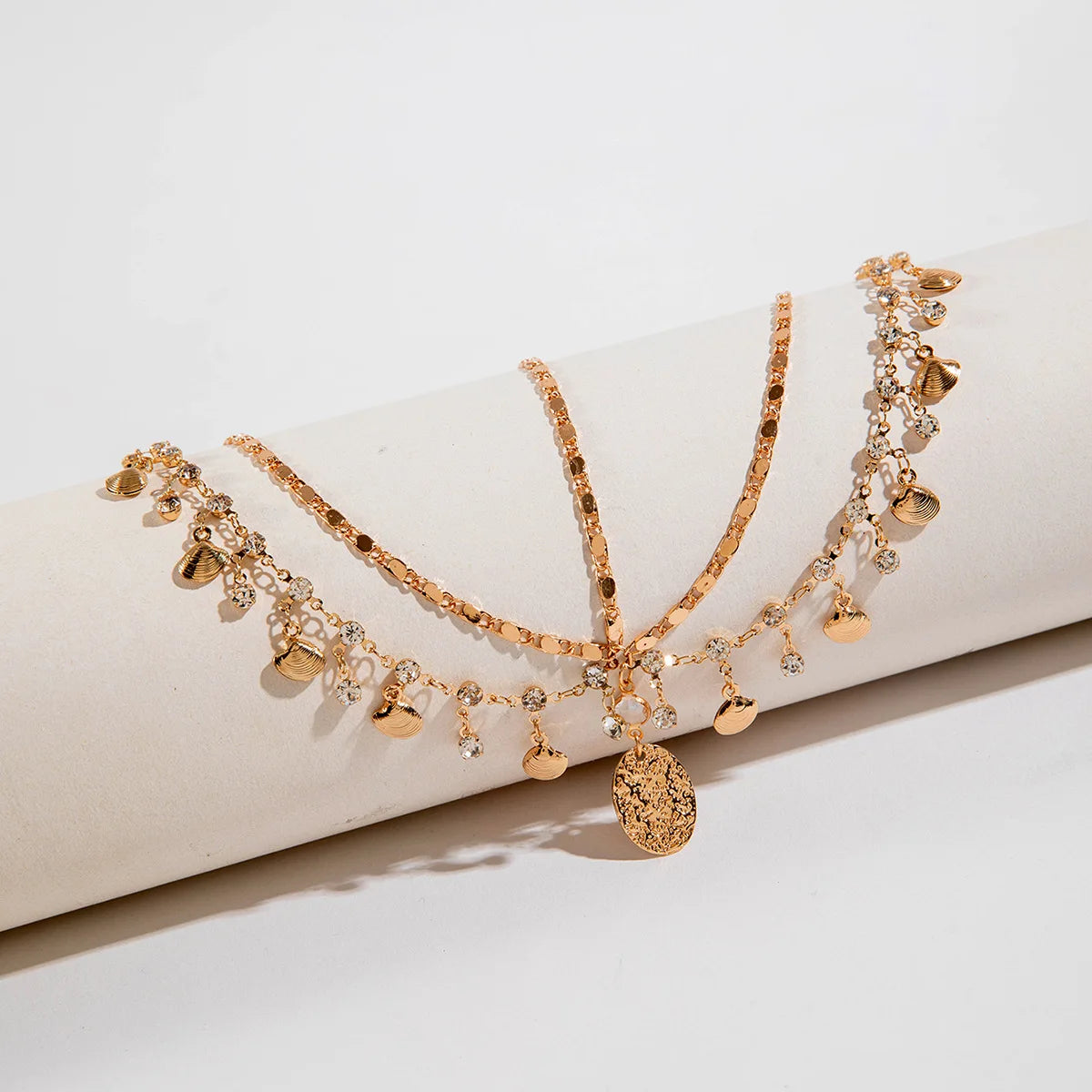 Bohemia Headband Shell Crystal Hair Accessory Chain Jewelry Women Metal Head Chain Headpiece For Party