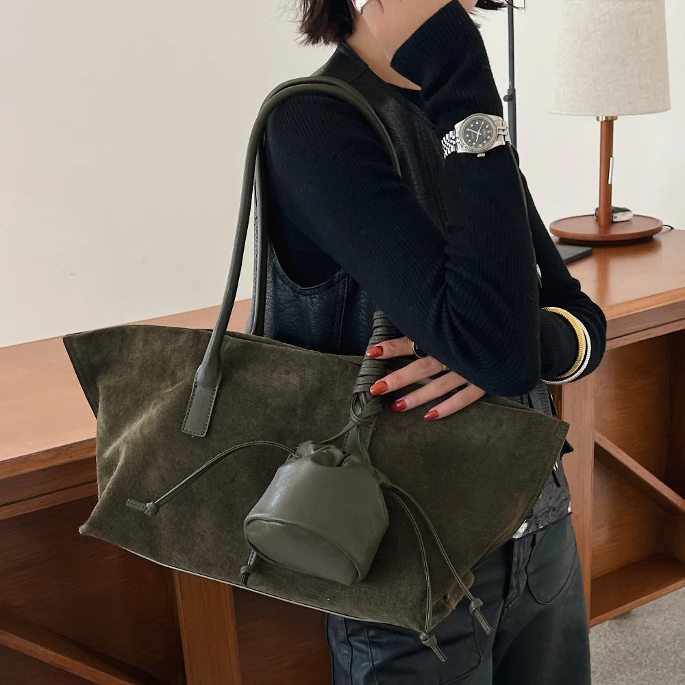 Motingsome Oversized Suede Tote Bag Women Shoulder Handbag and Purses Luxury Design Bags Roomy Casual Tote Large Capacity New In
