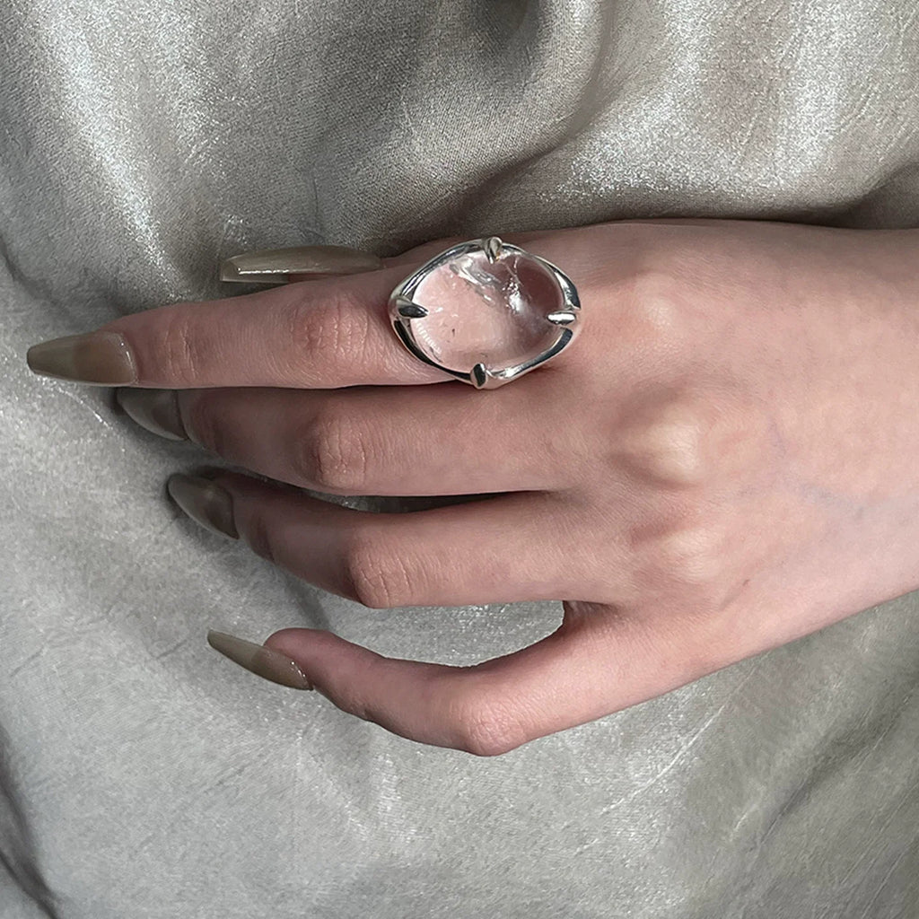 XIYANIK Geometric Transparent Crystal Adjustable Open Rings For Women Korean Fashion New Jewelry Gift Party Wholesale Anillos