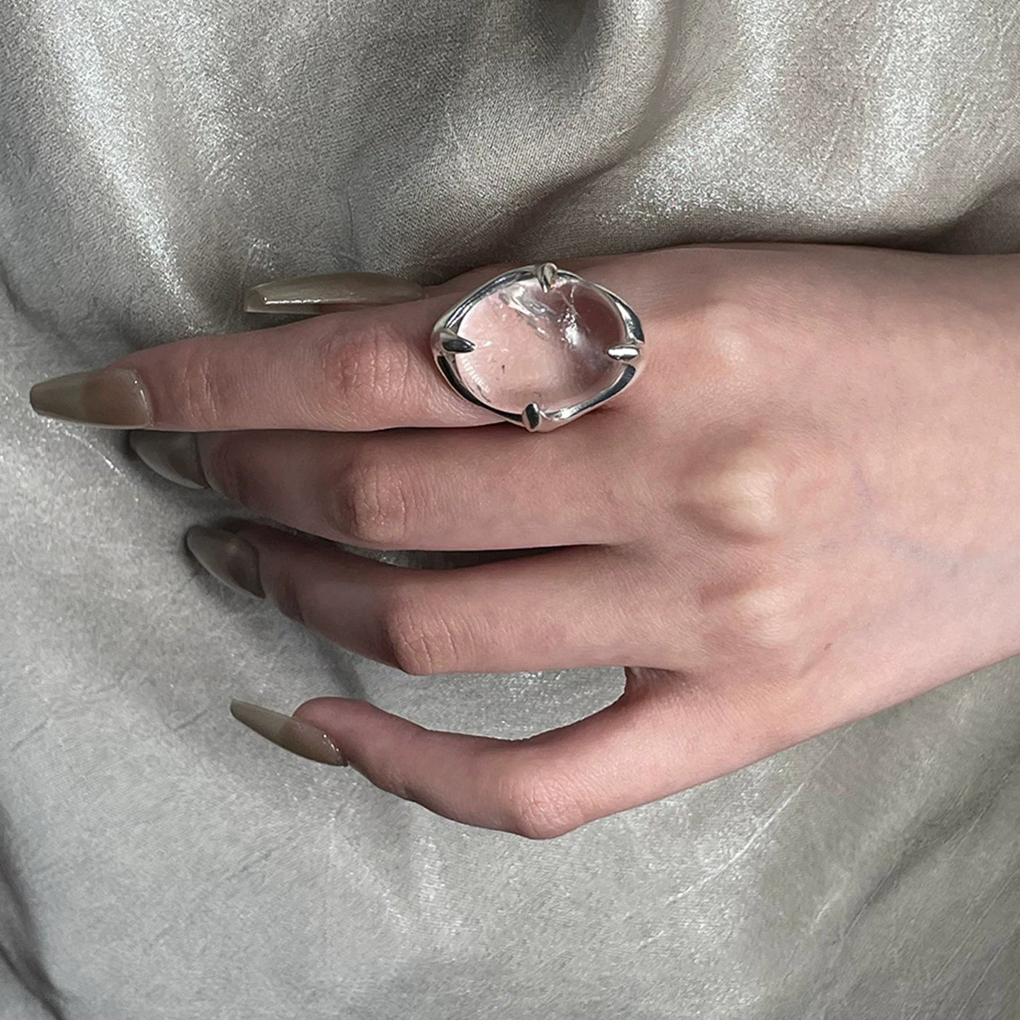 XIYANIK Geometric Transparent Crystal Adjustable Open Rings For Women Korean Fashion New Jewelry Gift Party Wholesale Anillos