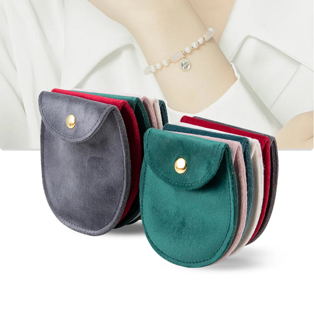Jewellery Pouch Snap Button Soft Velvet Bag Envelope Jewelry Packaging Bag Wedding Gift Bracelet Necklace Earrings Rings Storage