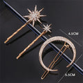 New Geometric Stars Moon Rhinestone Hair Clip Set Snowflake Star bride Hairpins Women Side Clip Hair Barrettes Hair Accessories