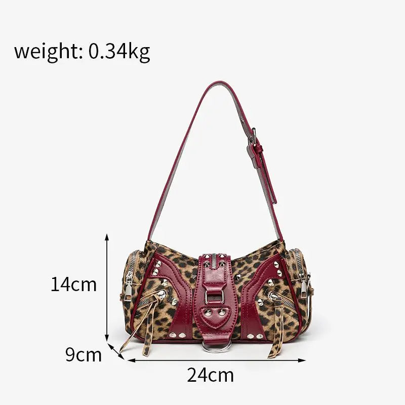 Women Bag 2026 Y2K PU Rivet Fashion Luxury New Vintage Locomotive Style Shoulder Bag Pures and Bags Crossbody Girls