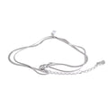 Yhpup Stainless Steel Zirconia Snake Chain Double Layer Anklet Exquisite Fashion Basic Casual Lightweight Jewelry Gift