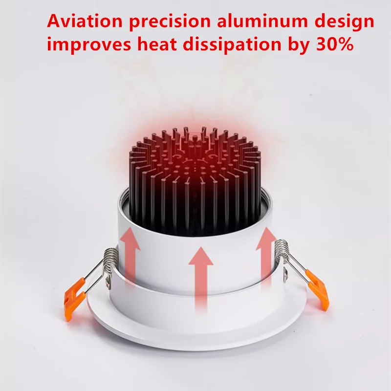 High-performance Embedded LED Downlight Angle Adjustable 5W7W9W12W15W20W COB Anti-Glare Dimmable Ceiling Light Spotlights CRI98